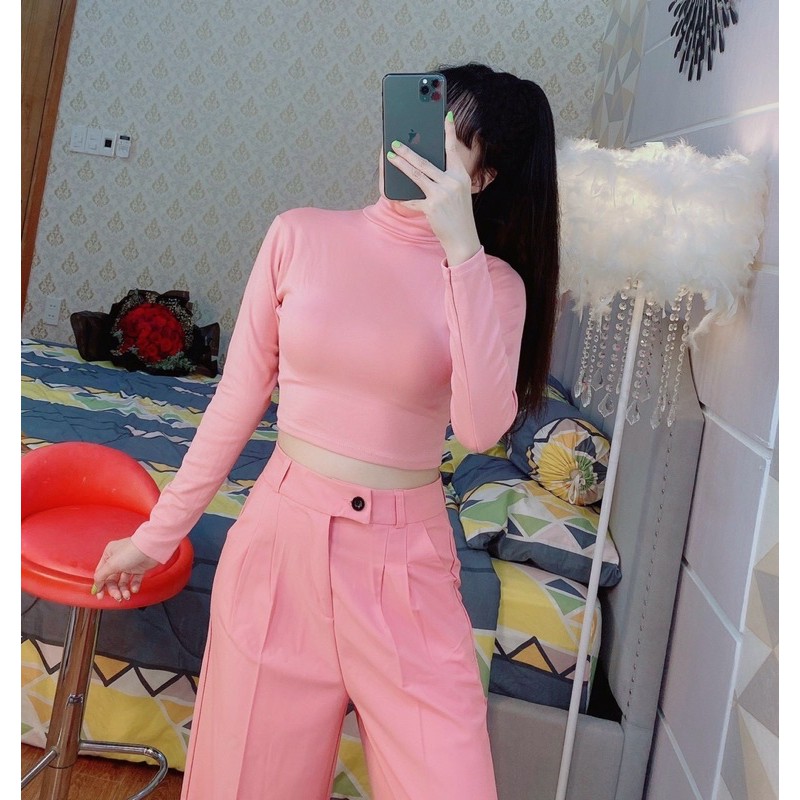 Áo crotop tay dài cổ lọ 7 phân thun bao xịn BBee Store