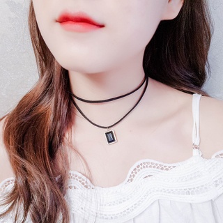 Vòng deo cổ Choker mặt đá đen