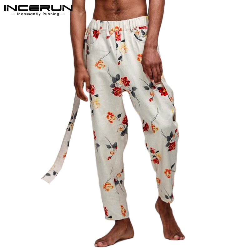 Quần Dài INCERUN Lưng Thun Dáng Rộng In Hoa Phong Cách Cổ Điển Cho Nam