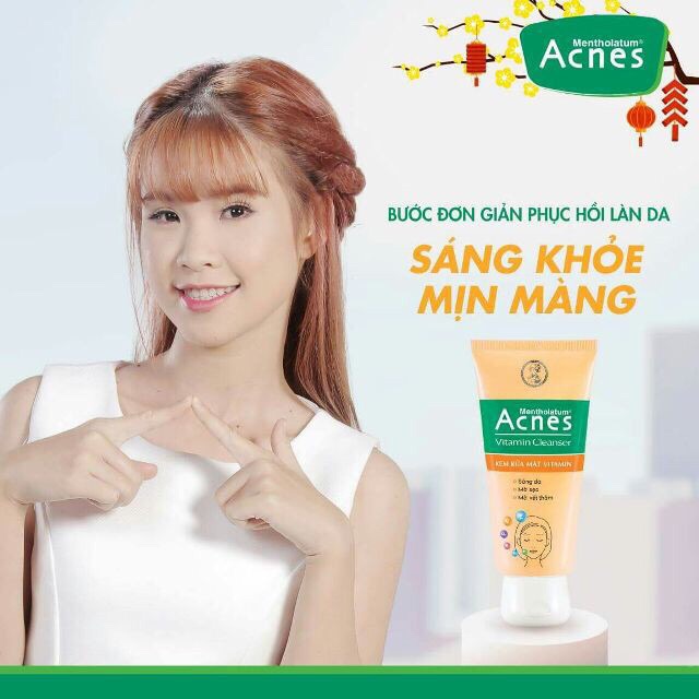 Combo phục hồi làn da sau mụn Acnes gồm kem rửa mặt Acnes Vitamin 100g/50g và kem dưỡng da Acnes Vitamin 40g