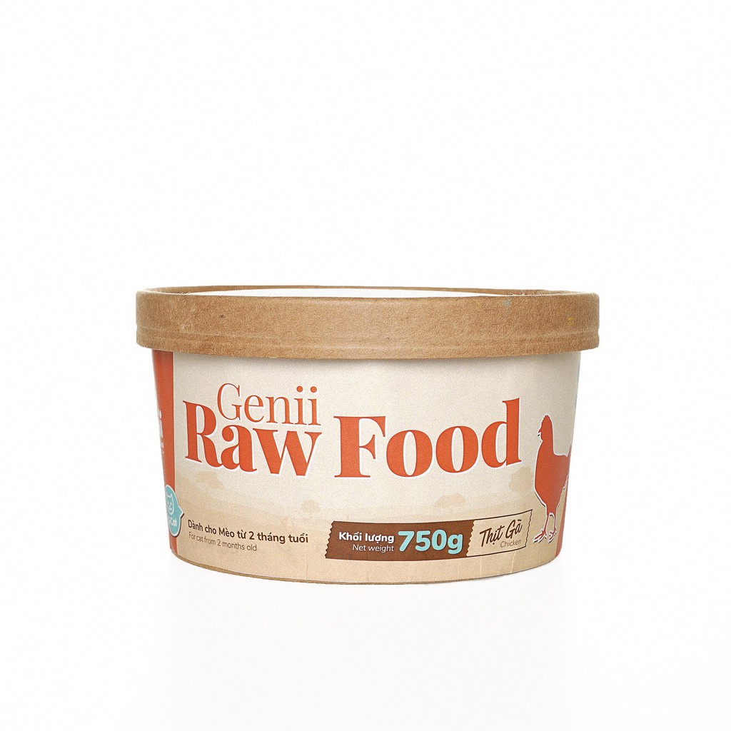 Genii Raw Food - thức ăn tươi cho mèo thịt gà 750g