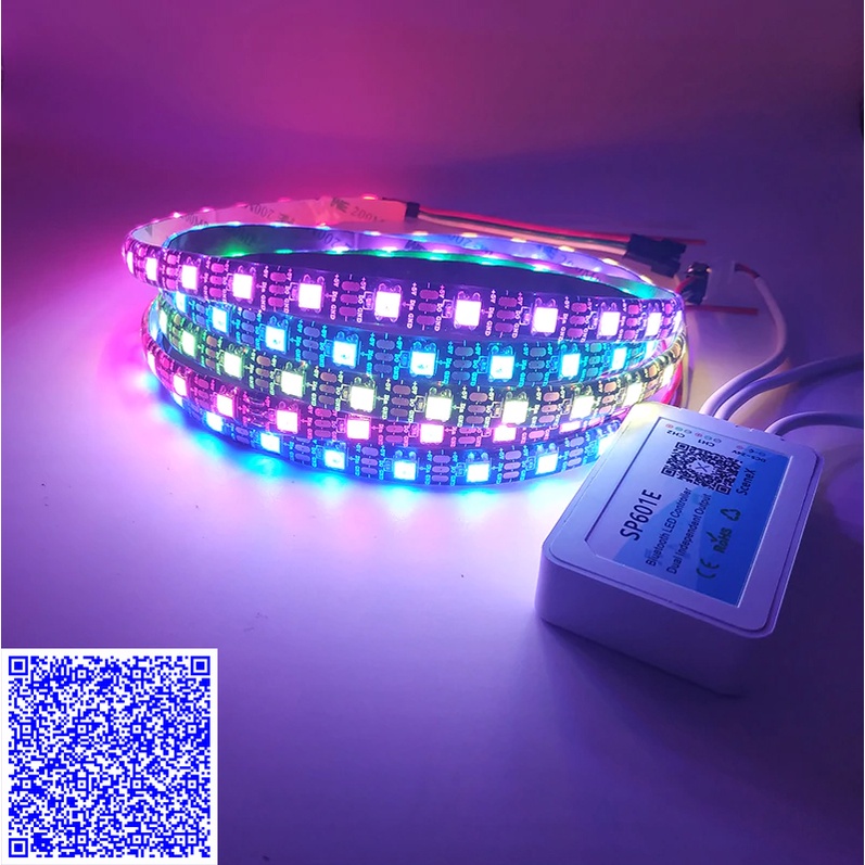 SP601E BỘ ĐIỀU KHIỂN LED FULL MÀU ARGB WS2812B WS2811 UCS1903 NHÁY THEO NHẠC 2 CỔNG ĐIỀU KHIỂN QUA APP BLUETOOTH