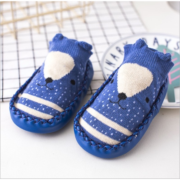 Giày đế da mềm tập đi chống trượt hình thú cho bé (size 12, 13)