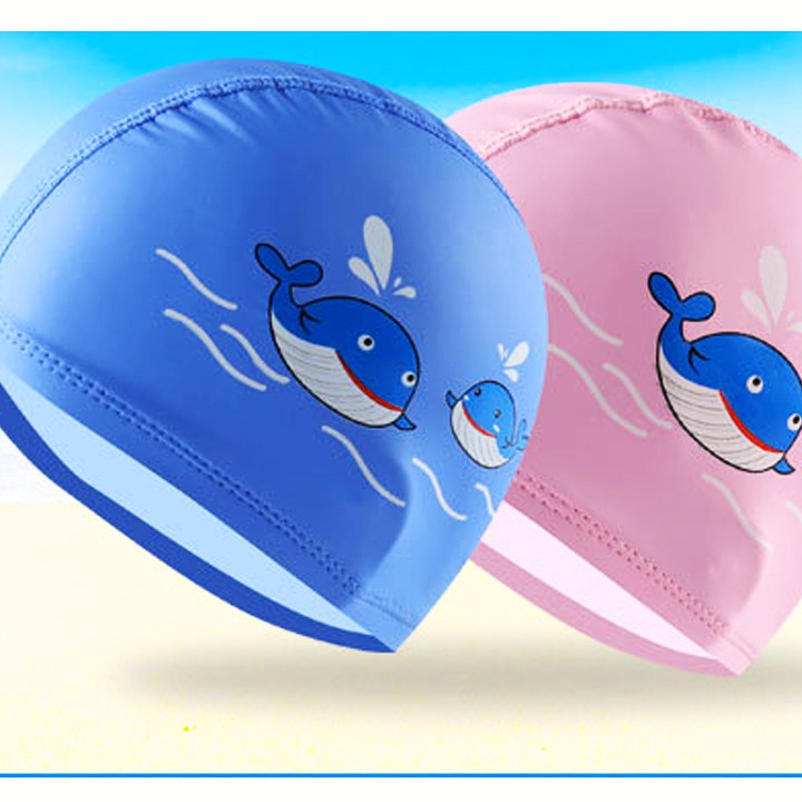 Mũ bơi cho bé, nón bơi trẻ em chất da PU chống thấm nước, co giãn tốt hình cá voi đủ màu sắc cho bé BBShine – NB007