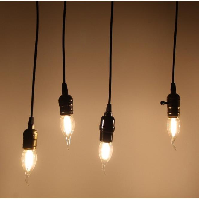 Bộ 8 dây đèn thả cổ điển Vintage bóng led Edison hình nến C35 4w