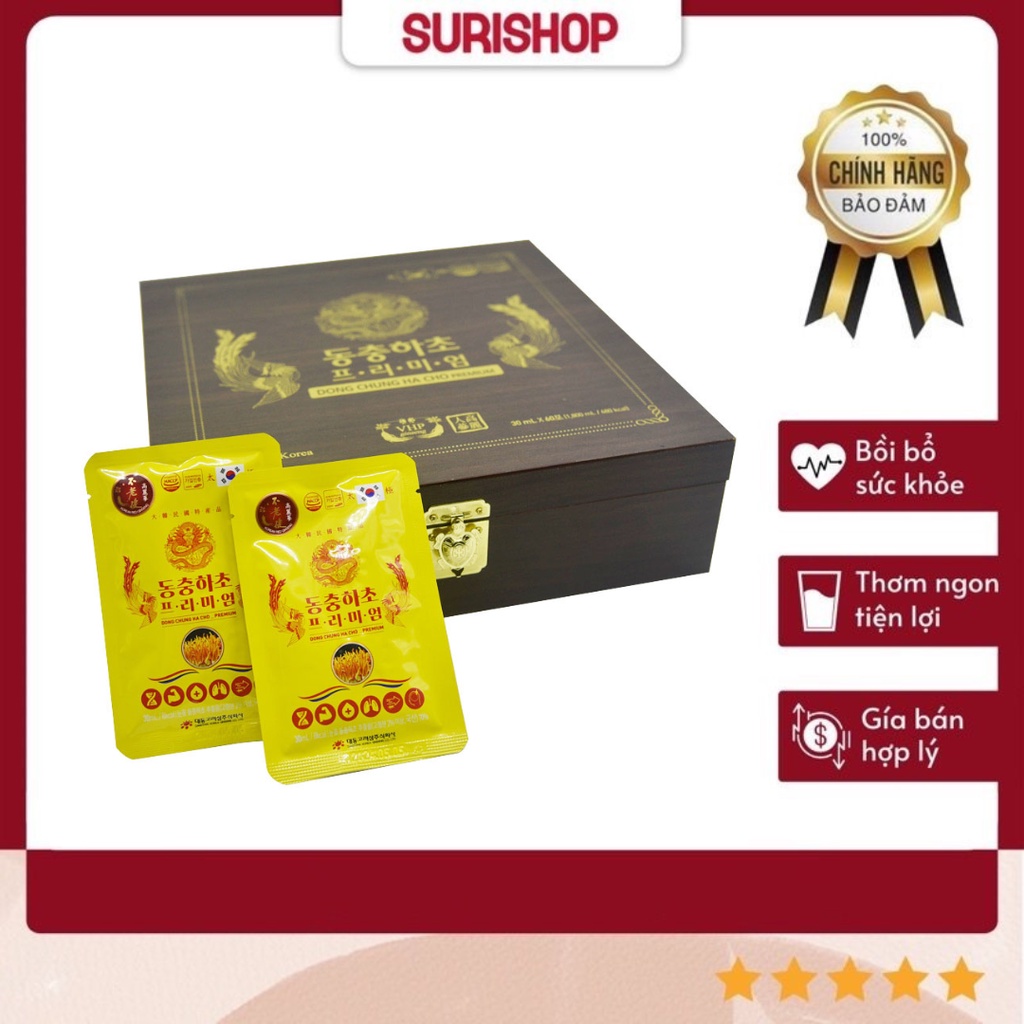 Nước Đông Trùng Hạ Thảo Daedong Hàn Quốc Hộp Gỗ Đen 60 Gói * 30ml Giúp Bổ Phổi Nâng Cao Sức Khỏe