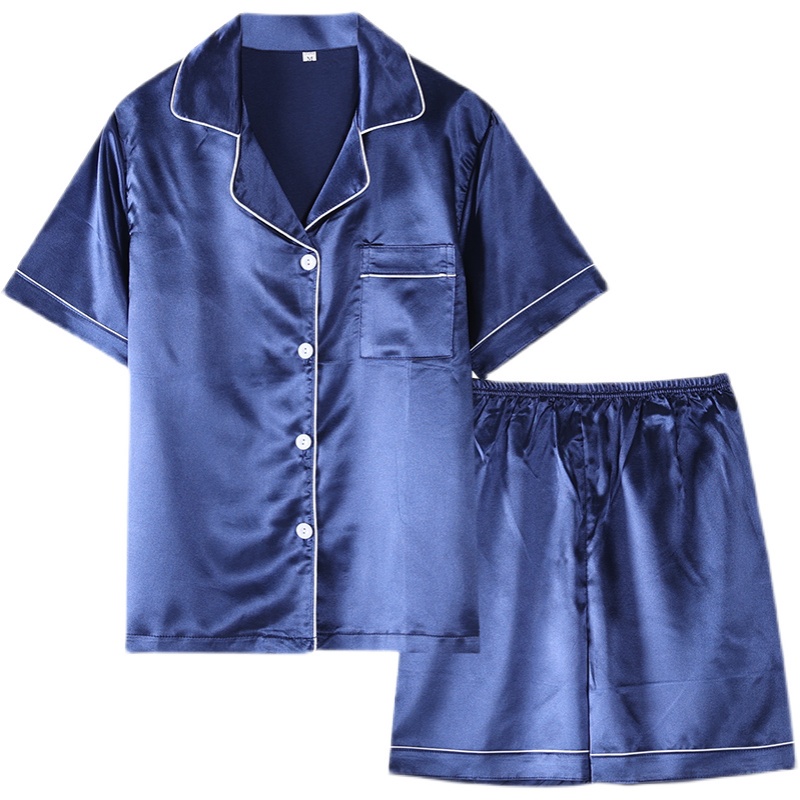 Bộ Đồ Ngủ Vải Lụa Satin Tay Ngắn Plus Size M-5XL Thời Trang Hàn Quốc Cho Nam Và Nữ