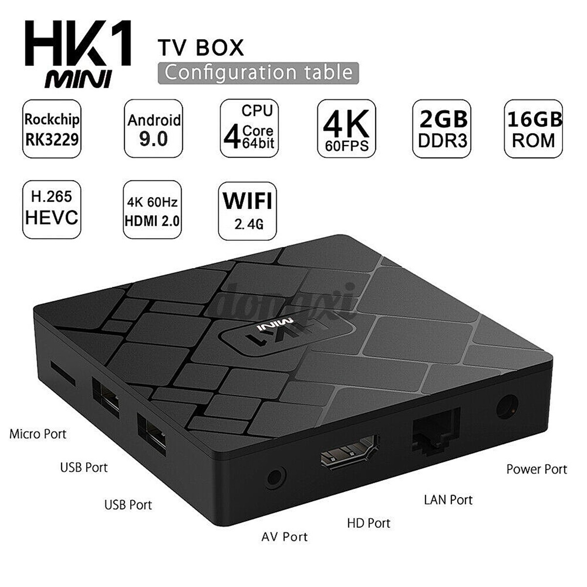 Smart TV Box Android 9.0 Quad Core WIFI 2+16G USB 3-0 Media Player 4K Streamer