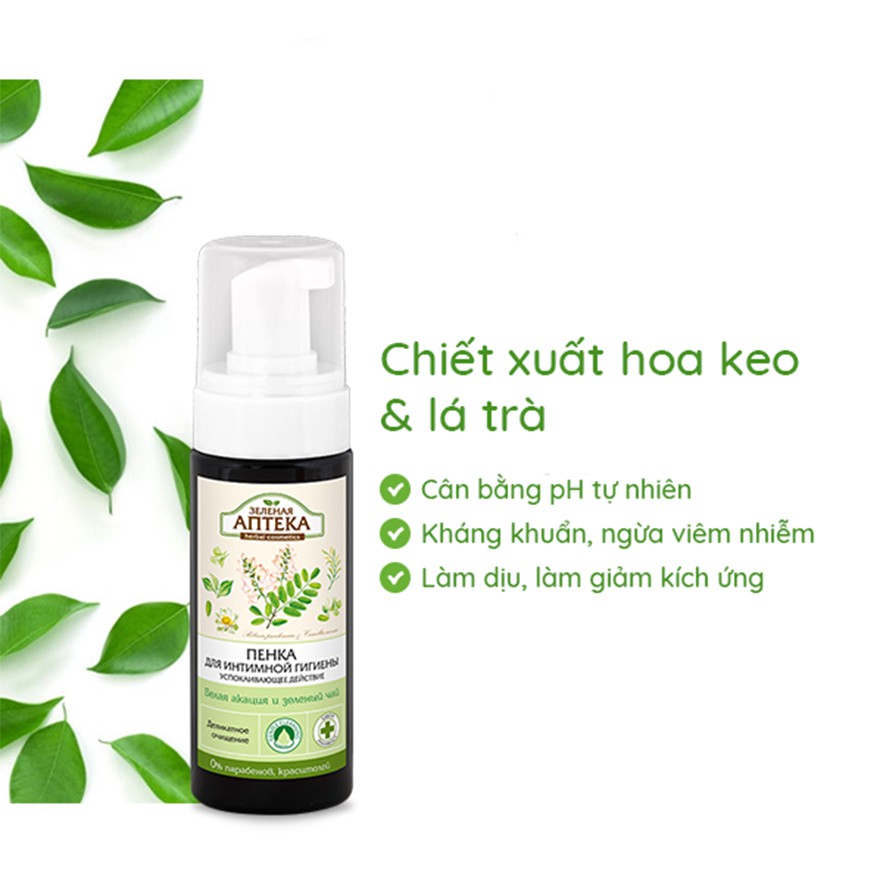 Dung Dịch Vệ Sinh Phụ Nữ Zelenaya Apteka Hoa Keo Trắng Và Trà Xanh 150ml