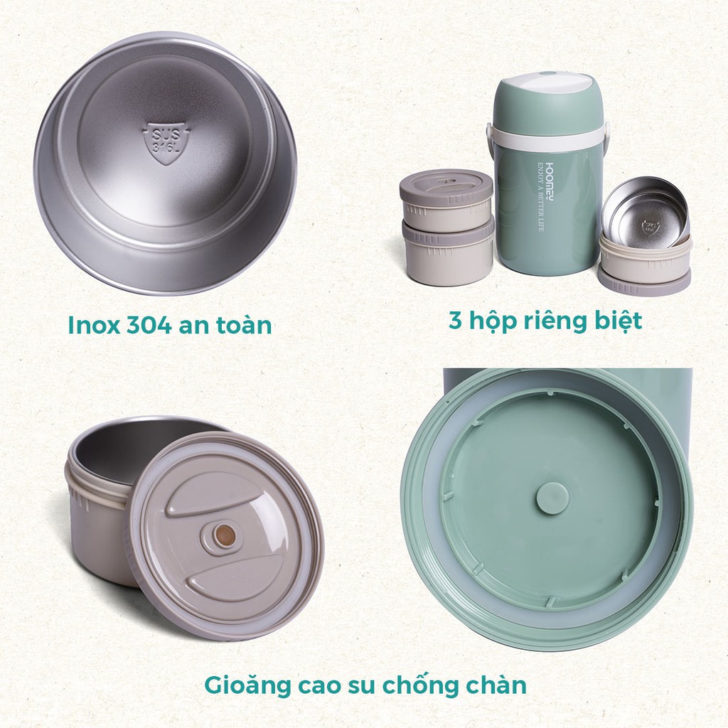 Hộp cơm giữ nhiệt Lason Magic 2300ml, cà men đựng cơm, cặp lồng ủ nóng giữ nhiệt 8-12 tiếng CB-HC-GN07