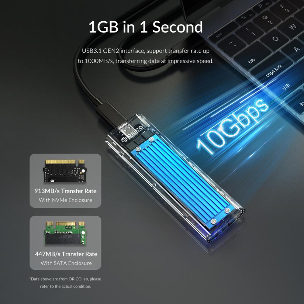 Hộp đựng ổ cứng Ssd M.2 Orico TCM2-c3 dung lượng 10gbps hỗ trợ giao thức Uasp USB 3.1 thế hệ 2 Type-c
