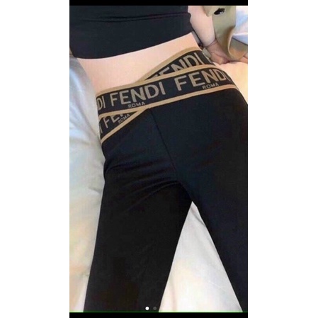 Quần legging cạp chữ Fendiii