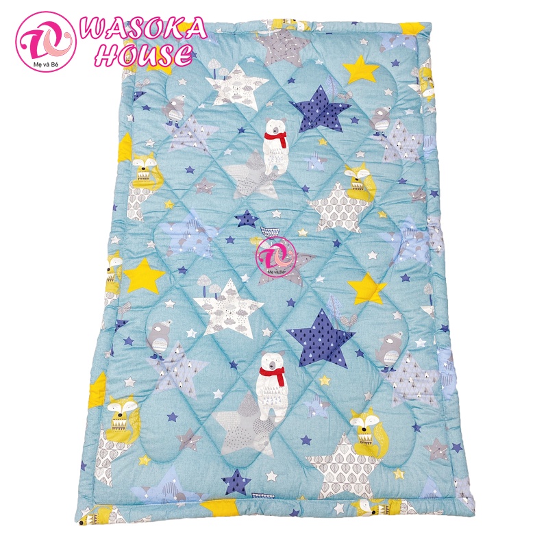 Nệm cho bé đi học mẫu giáo 80x120cm, vải Cotton Satin Hàn Quốc mềm mát, thấm hút tốt, nhiều họa tiết đáng yêu