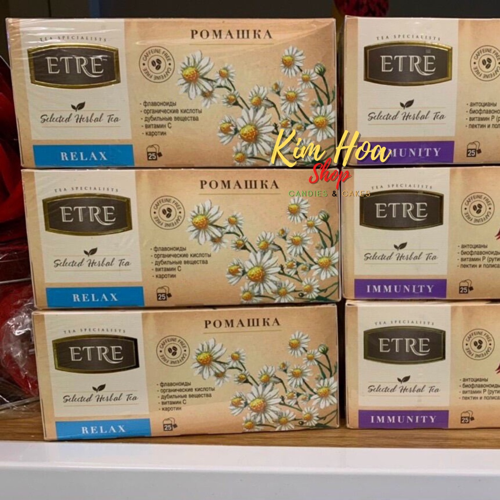 Trà túi lọc ETRE với các hương vị Hồng Trà & Trà Xanh & Trà Hoa Cúc & Trà Atiso đến từ NGA - MADE IN RUSIA
