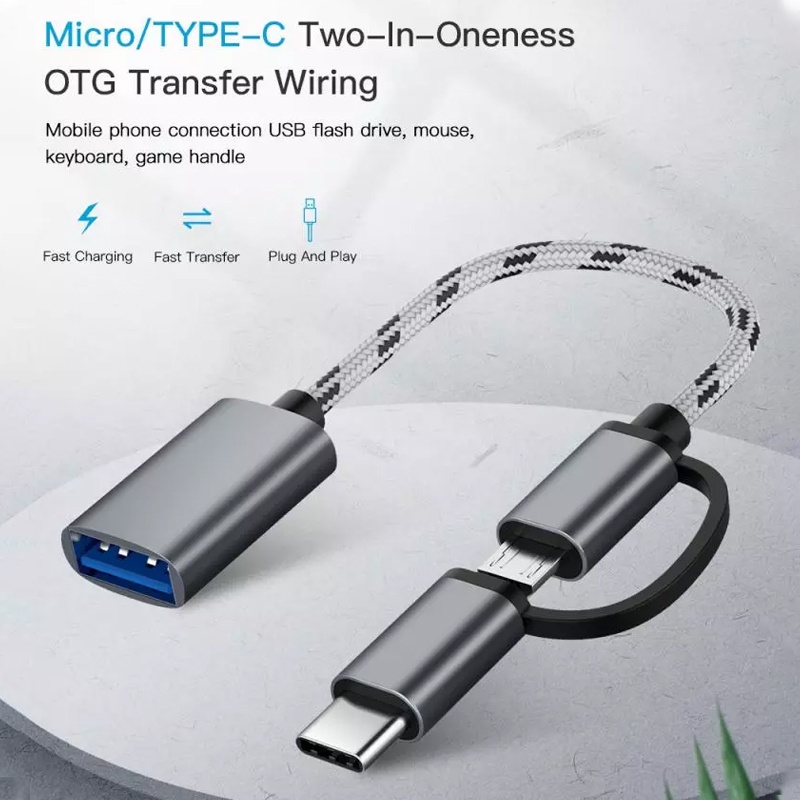Dây cáp chuyển đổi OTG 2 trong 1 cổng USB 3.1 Type-C và Micro USB sang USB 3.0 cho điện thoại máy tính bảng