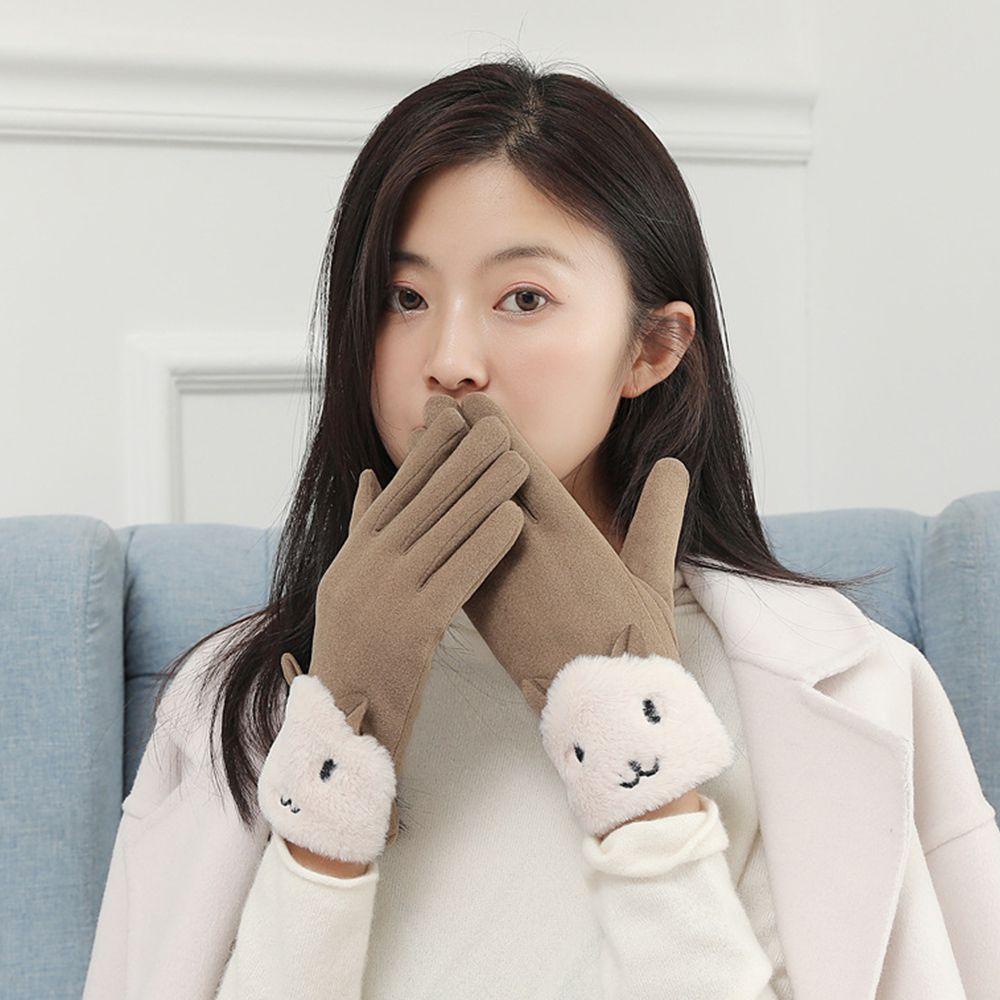 IVORY Găng Tay Lông Cừu Mềm Mại Màu Trơn Có Thể Chạm Màn Hình Cảm Ứng Dành Cho Nữ