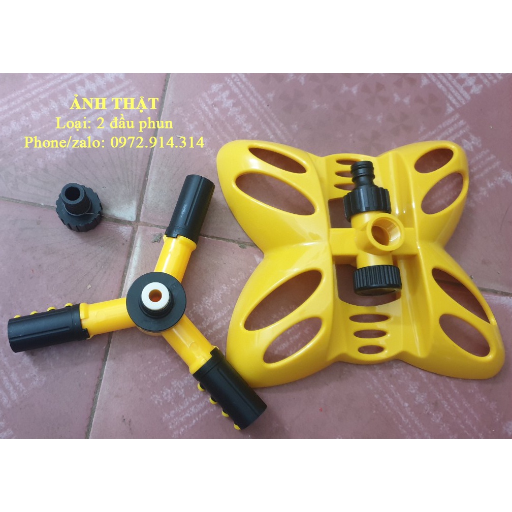 Vòi phun nước tưới cây, tưới mái nhà bằng nhựa tự động xoay 360 độ màu xanh, màu vàng, đường kính bao phủ 8m đến 10m