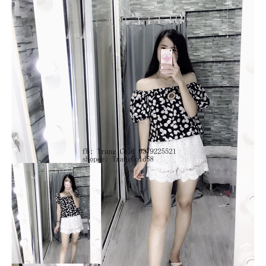Áo trễ vai bo tay đi chơi, đi biển (Ảnh thật shop tự chụp)