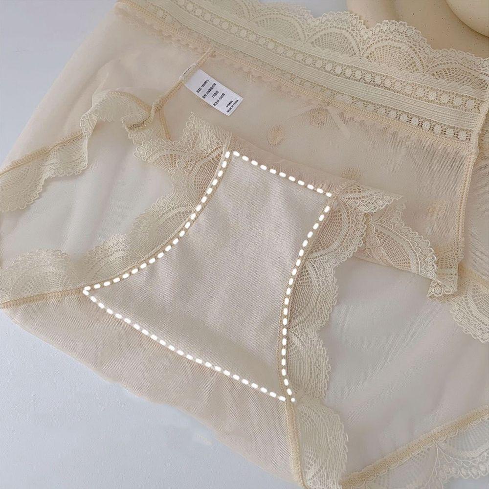 Quần Lót Cotton Phối Ren Nhún Bèo In Họa Tiết Trái Đào Quyến Rũ Cho Nữ