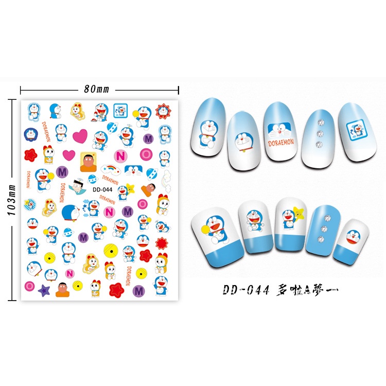 Miếng Dán Trang Trí Móng Tay Chống Thấm Nước Họa Tiết Hoạt Hình Doraemon Dễ Thương Cho Bé