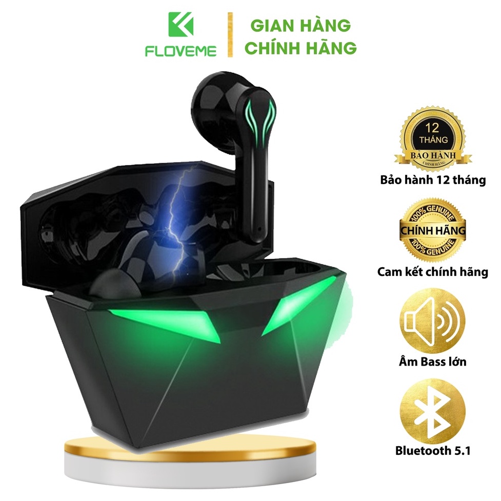 Tai Nghe Gaming Không Dây Bluetooth 5.0 Floveme - K01, hỗ trợ đàm thoại độ trễ cực thấp khi chơi game, Bass mạnh mẽ