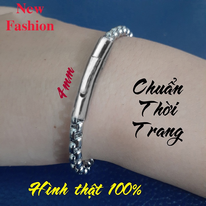 Lắc tay inox kiểu ống trúc 4mm bọc khoanh khóa gài vip sáng, đẹp, không đen, phong độ, đẳng cấp
