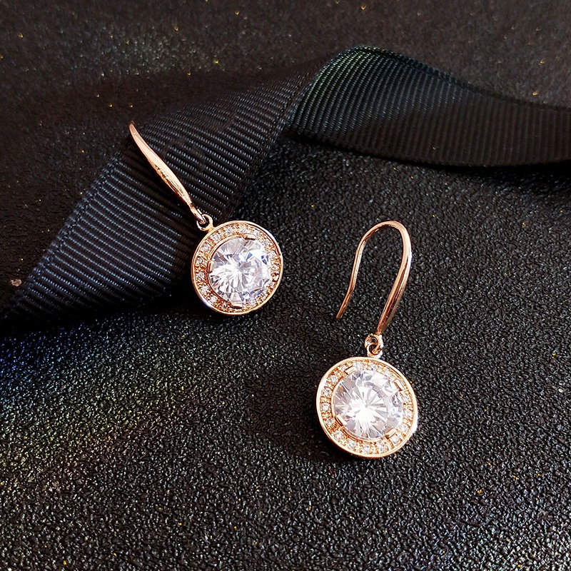 [Jiudoulan] Bông Tai Tròn Đính Đá Zircon Thời Trang Dành Cho Nữ