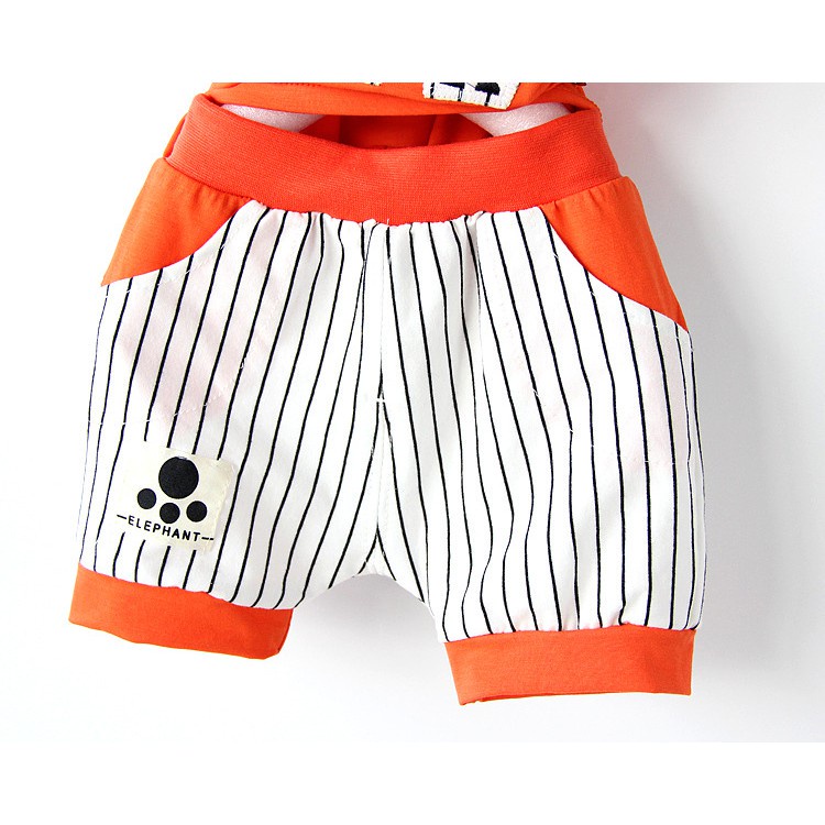Bộ Đồ Thể Thao Hai Mảnh Áo Sát Nách Phối Quần Short Vải Cotton Thấm Hút Mồ Hôi In Hoạt Hình Voi Thời Trang Mùa Hè Cho