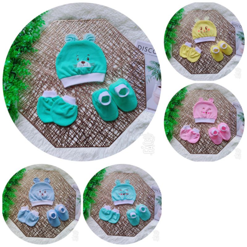 set mũ kèm bao tay chân cho bé