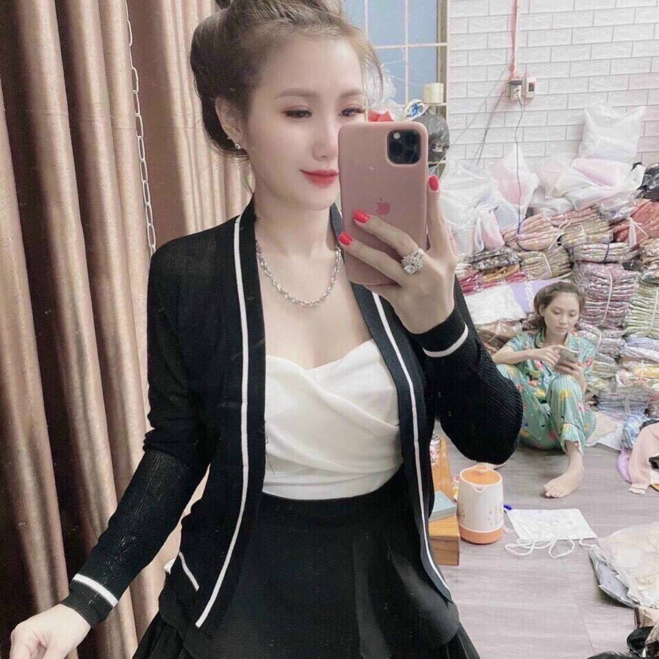 Áo khoác cardigan len miss khoác ngoài tay dài không cúc 3 màu hàng quảng châu