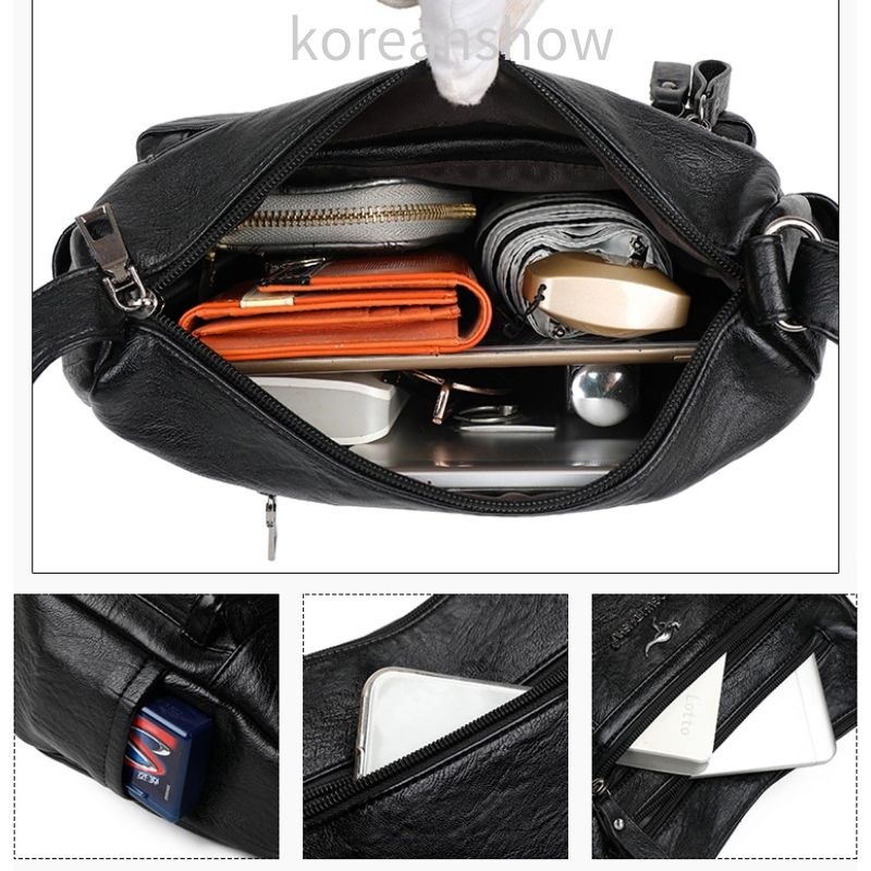 Túi xách nữ Túi đeo chéo vai bằng màu đen phong cách Hàn Quốc dành cho nữ-77