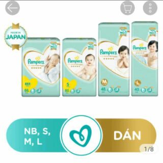 Tã/bỉm dán/quần PAMPERS PREMIUM nội địa Nhật NB90/S82/M68/M66/L52/XL48