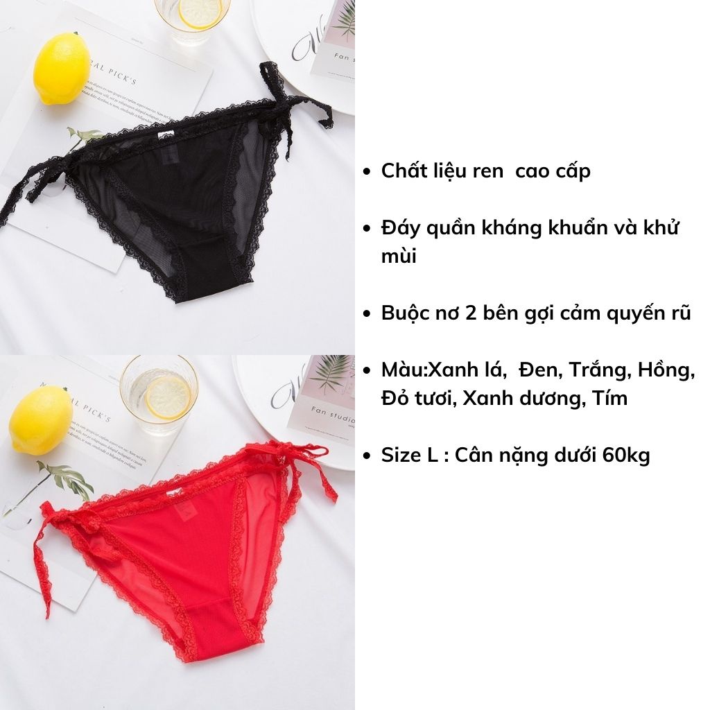 Quần lót nữ ren sexy ôm dáng cao cấp buộc nơ 2 bên quyến rũ DEVARI L105