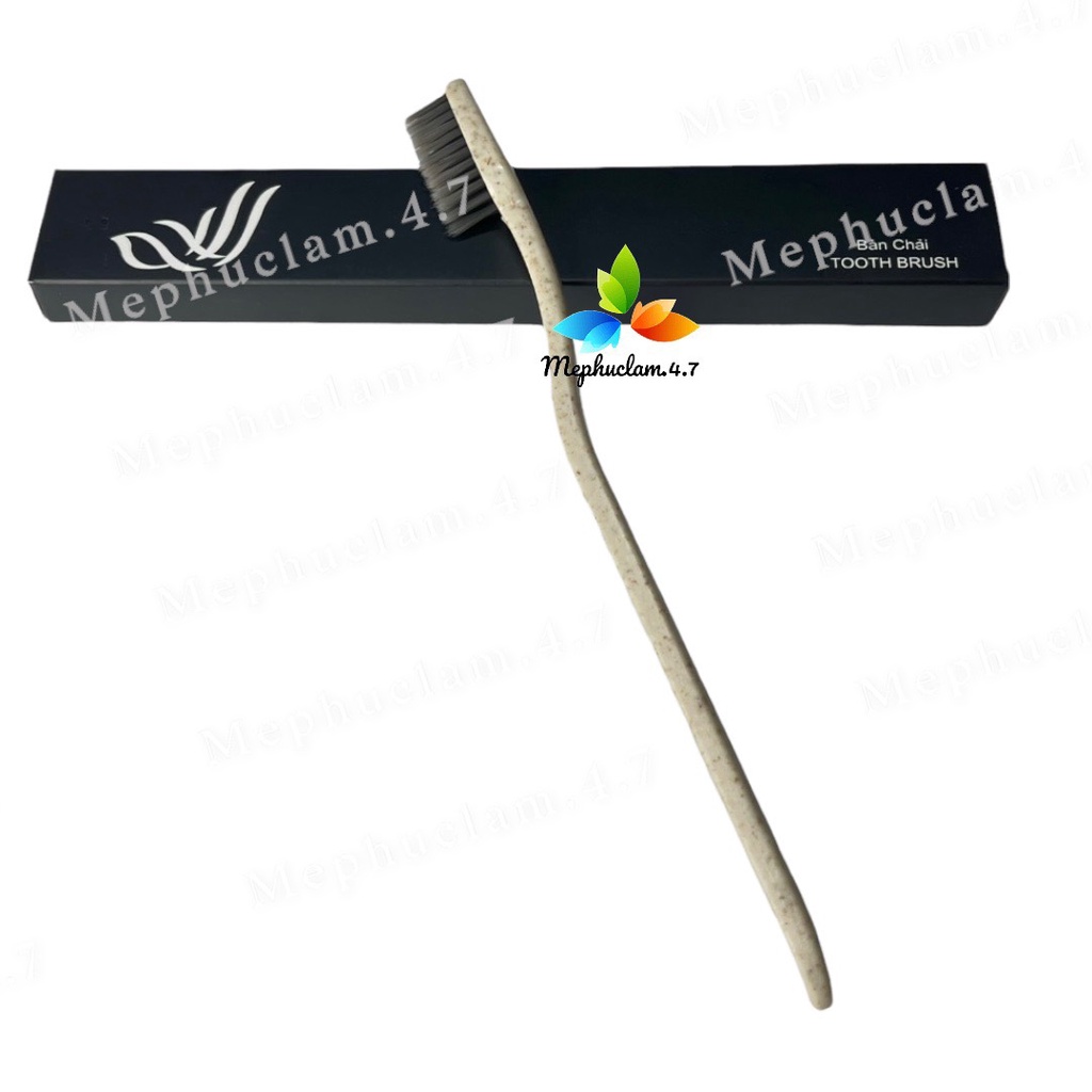 100 bàn chải lúa mạch cán thẳng cước than hoạt tính mẫu 01 bao bì hộp giấy(mẫu cánh chím) cho khách sạn...nhận in logo