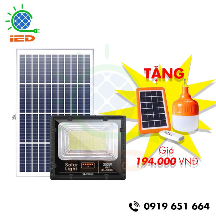[XẢ KHO THU HỒI VỐN] Đèn năng lượng mặt trời Jindian 300W JD8300L + Tặng đèn năng lượng mặt trời 50W