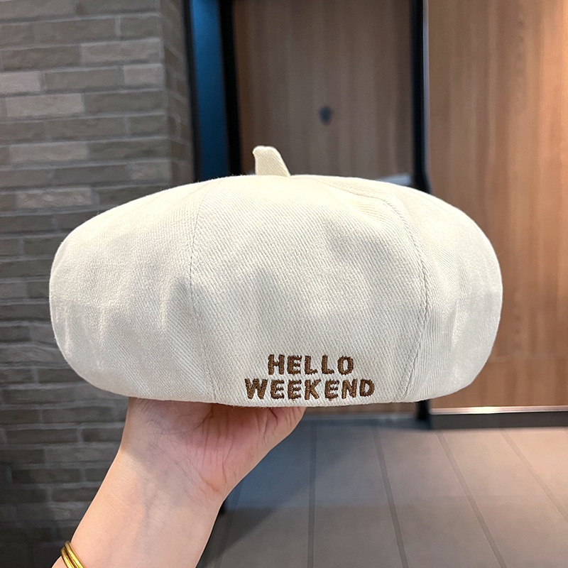 Mũ Beret Thêu Chữ Phong Cách Vintage