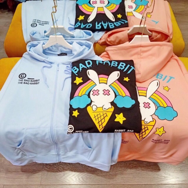 Áo khoác nam nữ nỉ ngoại dây kéo in thỏ Raabbbit | BigBuy360 - bigbuy360.vn