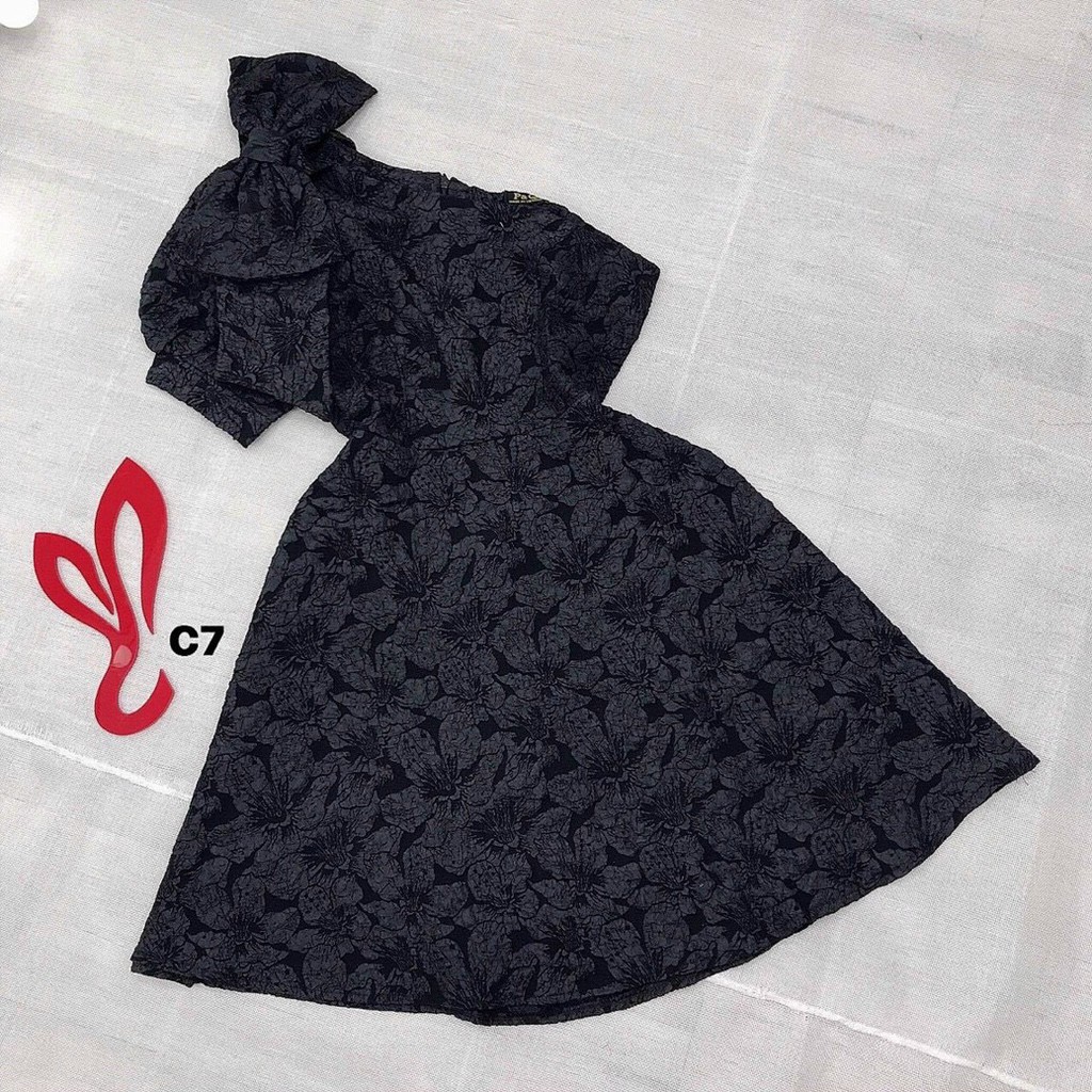 [GA02] Đầm Lệch Vai Vải Gấm Dự Tiệc, Họa Tiết Dập Nổi, 2 Màu Đen, Trắng, Hồng, Xanh - HÌNH THẬT | BigBuy360 - bigbuy360.vn