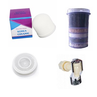 Bộ linh kiện lọc nước 4 món Gồm: Trụ Lọc (Lõi Than 5 tầng) + Sứ Lọc (Nấm Sứ) + Đá Khoáng + Vòi Nước