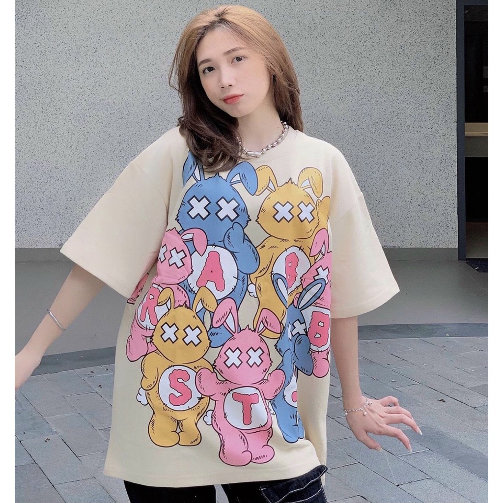 Áo thun pull hoạ tiết thỏ form rộng 𝐊𝐄̀𝐌 𝐀̉𝐍𝐇 𝐓𝐇𝐀̣̂𝐓  𝐁𝐀𝐎 𝐊𝐈𝐄̂̉𝐌 ❌