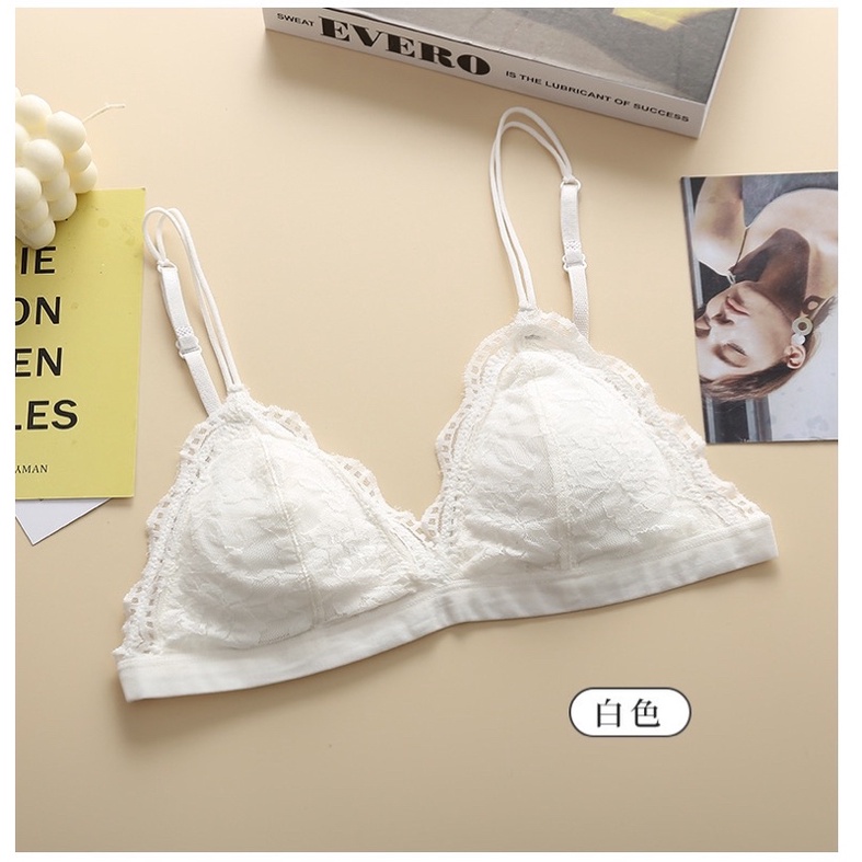Áo Bra Ren - Áo Lót Nữ Ren Hoa 2 Dây Mảnh Mút Mỏng Không Gọng Gợi Cảm Thoải Mái