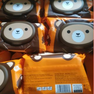 (Màu xanh, nâu, vàng/ không quà) khăn ướt agi Hàn Quốc 100 tờ (không mùi)