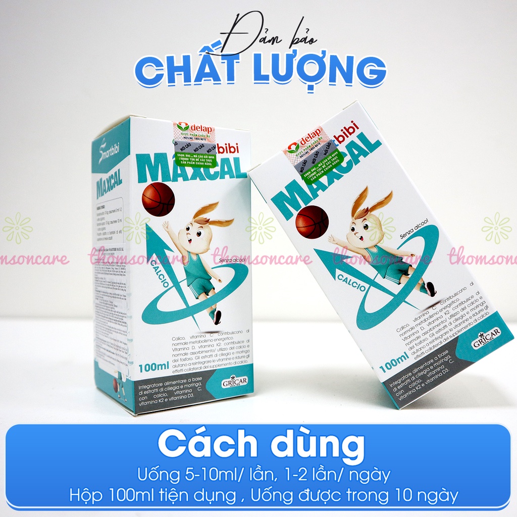Smartbibi Maxcal - Bổ sung Vitamin D3 K2 và Canxi tăng chiều cao cho bé, giúp bé phát triển chiều cao vượt trội 100ml