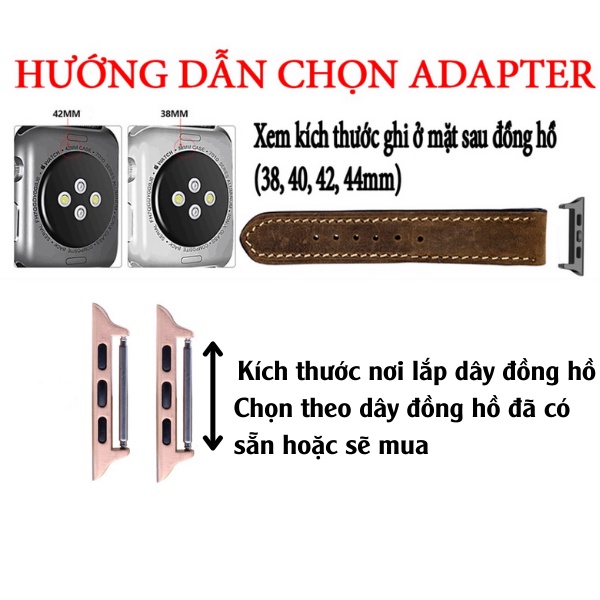 (MỘT CẶP) Adapter Apple Watch / Chốt lắp dây đồng hồ da vào apple watch các size 38m 40mm 42mm 44mm cho dây đồng hồ