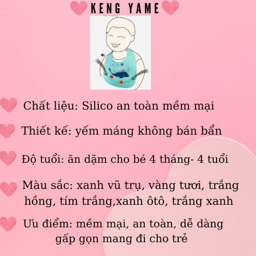 Yếm ăn dặm cho bé SILICON CAO CẤP yếm cho bé tập ăn dặm, yếm máng