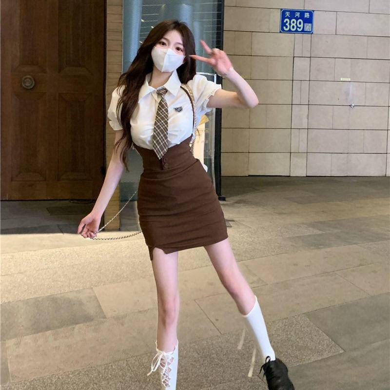 Set Áo Kiểu Tay Phồng Kèm Thắt Lưng Và Thắt Lưng Phong Cách Pháp Cho Nữ