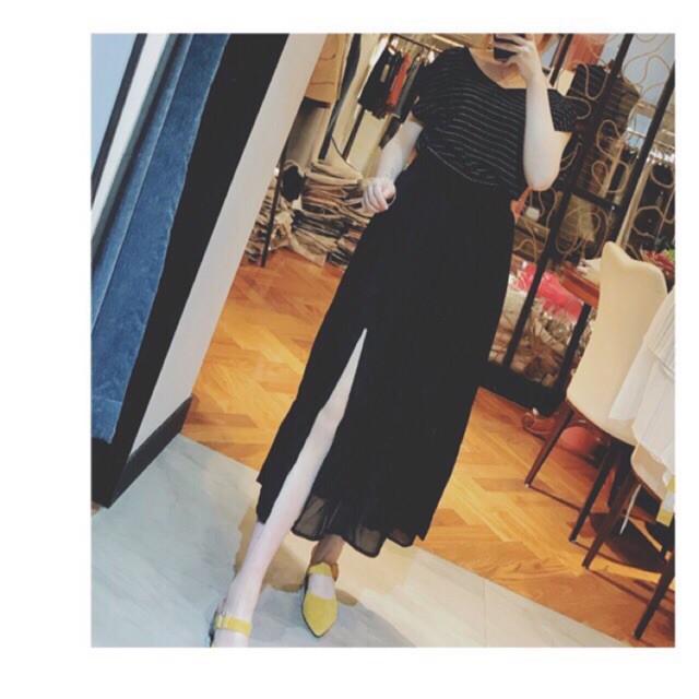 Chân váy dài voan xẻ đùi ( hinh thật ) | BigBuy360 - bigbuy360.vn