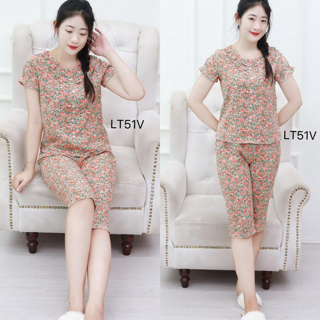 Đồ bộ mặc nhà nữ, đồ bộ thiết kế vải lụa thái mềm mịn co giãn nhẹ mẫu lửng hè mát