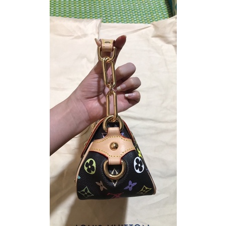 Túi xách Lv đen hoa 7 màu mập cổ hàng si da thật size 25