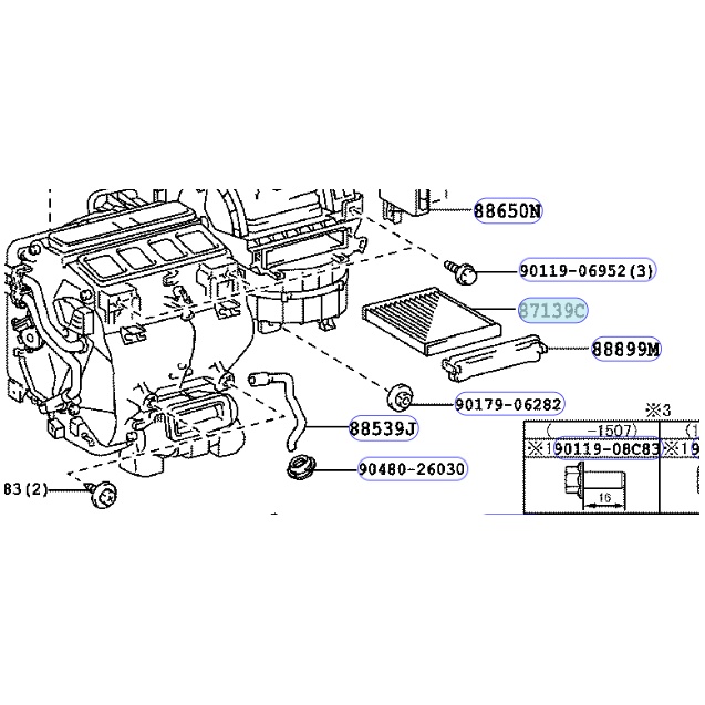 Lọc gió điều hòa cacbon xe Toyota Land Cruiser, Yaris, Camry, Corolla, Lexus. Hãng Mann CUK1919, 87139YZZ10, 8713950060